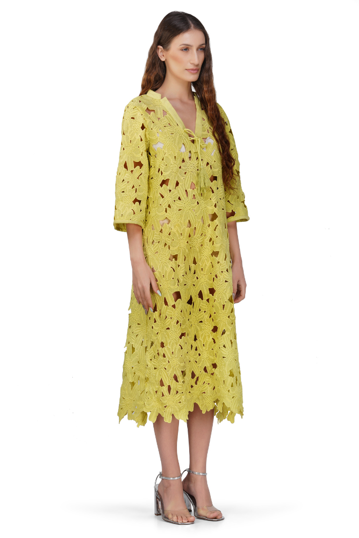 Fall for Neon Floral Lace Cover Up Dress