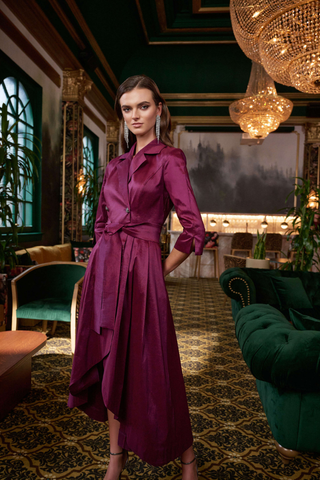 Stretch Taffeta Fit and Flare Wrap Dress Ribkoff 263704