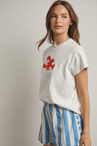 Wishlist Lobster Patch Tee - Off White/Red WL25-11862