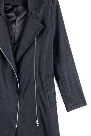 Liquid Leather Zip Front Trench Coat - Black Clara Sunwoo RCLR