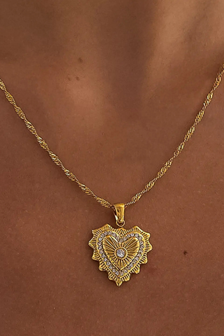 Flânerie by MAIQ Valea Gold Non-Tarnish CZ Heart Pendant Necklace