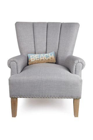 Hand-Hooked "Beach" Wool Lumbar Pillow – Coastal Home Decor Accent