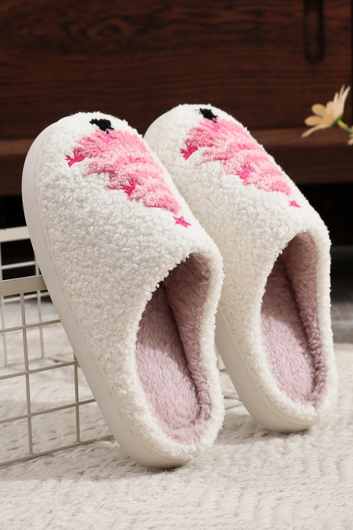 Christmas Tree Pattern Plush Slippers