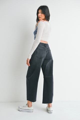Just Black Denim The Seamed Barrel Jean - Washed Black BP473J-WBLK