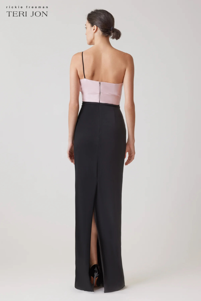 teri jon asymmetrical dress Velvet Ruffle Asymmetrical Gown Terijon.com