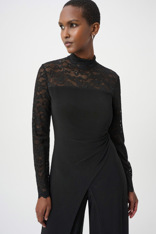 Sheer Lace Sleeve Wide-Leg Jumpsuit Ribkoff 264196