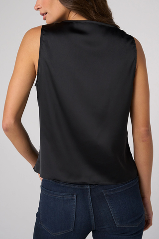V-Neck Woven Tank with Lace Trim - Black Liverpool LM8M20PS6