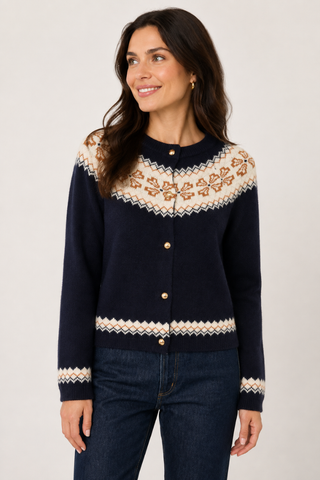 Navy Fair Isle Cardigan Zoe and Claire SP1332