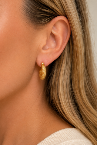 27534-E Gold Mesh Hoop Earrings