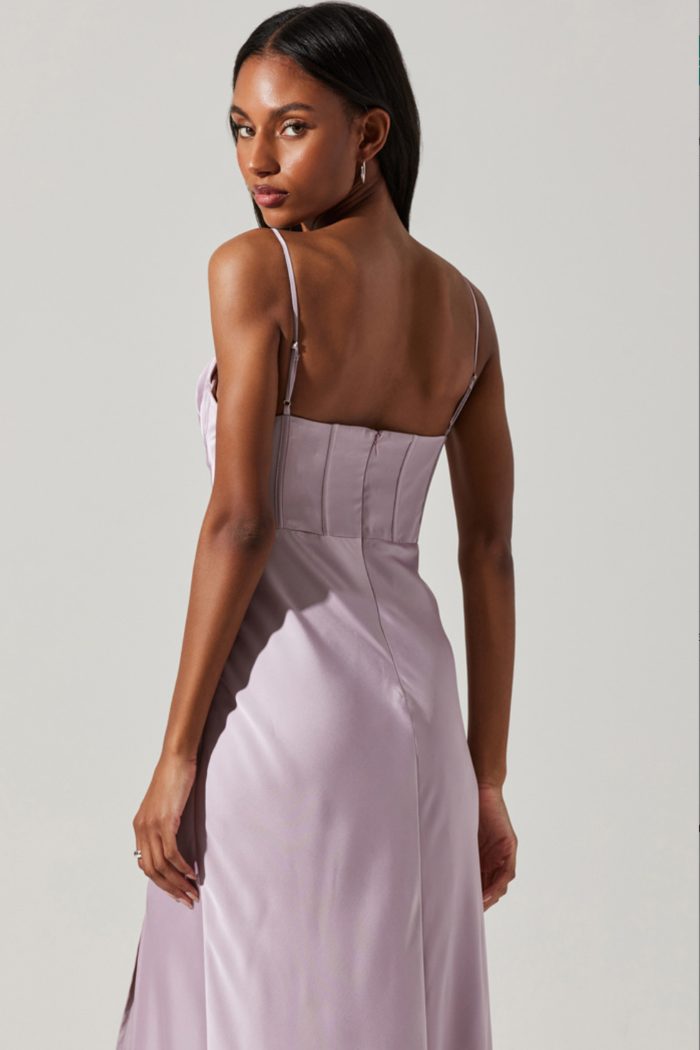 astr bustier satin dress Cannes Satin Bustier Maxi Dress The Dressing Room