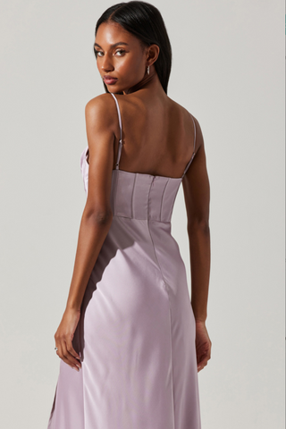 ASTR Cannes Satin Bustier Maxi Dress