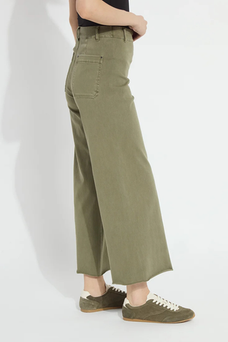 Lyssé Erin Hi Waist Wide Leg Denim Smoked Green