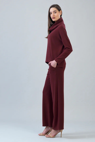 Lounge Knit - Tipped Hem Sweater - Burgundy Clara Sunwoo T92NW