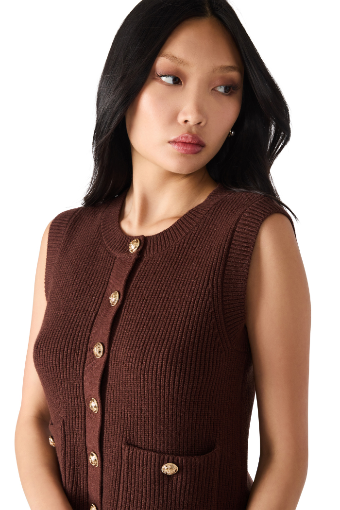 Steve Madden Aliya Sweater Vest - Chocolate BP306955