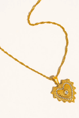 Flânerie by MAIQ Valea Gold Non-Tarnish CZ Heart Pendant Necklace