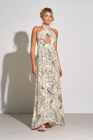 Elan Organic Gauze Criss Cross Maxi Dress