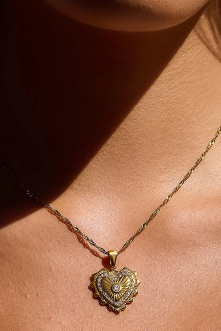 Flânerie by MAIQ Valea Gold Non-Tarnish CZ Heart Pendant Necklace