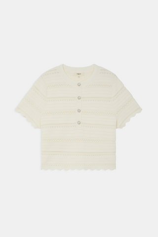 Suncoo Paeli Open Work Short Sleeved Sweater