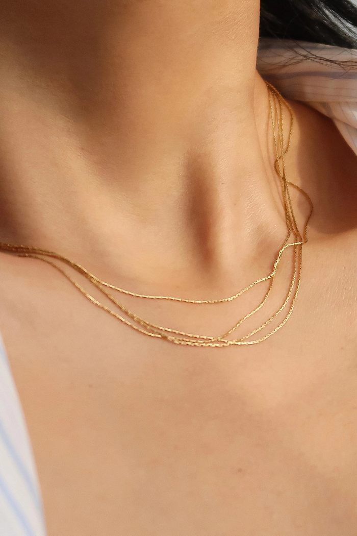 Flânerie by MAIQ Palisse 18K Gold Non-Tarnish Layered Dainty Chain Necklace - Gold