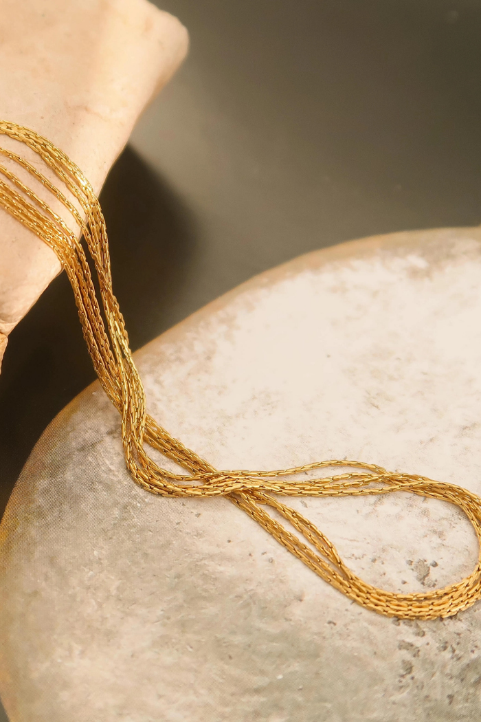 Flânerie by MAIQ Palisse 18K Gold Non-Tarnish Layered Dainty Chain Necklace - Gold