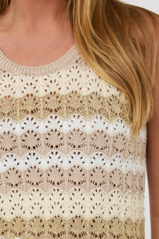 EsQualo Sleeveless Knit Striped Sweater