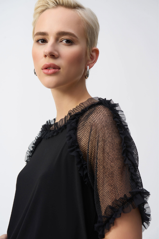 Ribkoff 251054 Silky Knit and Mesh Top