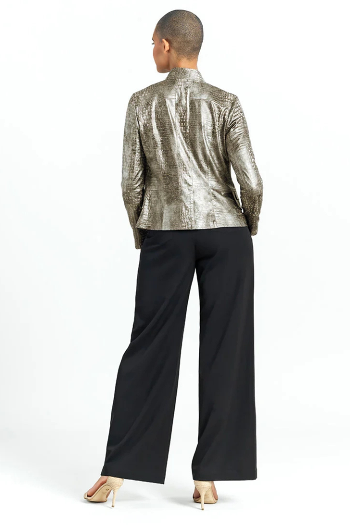 Clara Sunwoo Liquid Leather ™ Textured Biker Jacket - Croc Print JK75P