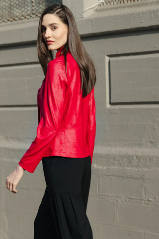 Liquid Leather Signature Jacket - Red Clara Sunwoo JK161