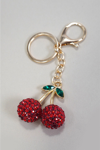 Josslyn Rhinestone Cherry Drop Keychain Bag Charm
