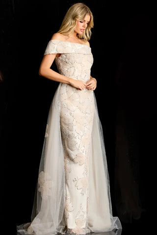 Jovani 46034 Embellished Gown With Sheer Overskirt 