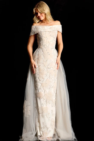 Jovani 46034 Embellished Gown With Sheer Overskirt 