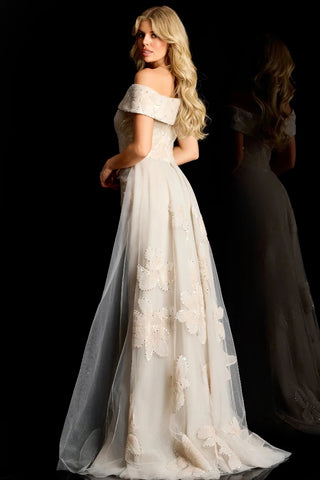 Jovani 46034 Embellished Gown With Sheer Overskirt 