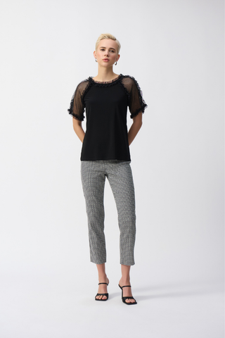 Ribkoff 251054 Silky Knit and Mesh Top
