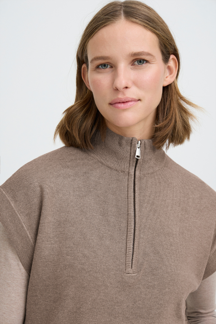 b. young BYMmorla Zipper Vest -Walnut Melange 20817153-181121