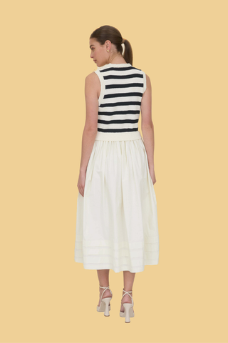 Zoe and Claire Twofer Dress Striped Sleeveless Knit Top SP1104