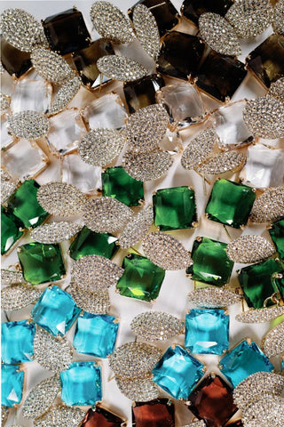 Retro Pave' Crystal Gum Drop Earrings