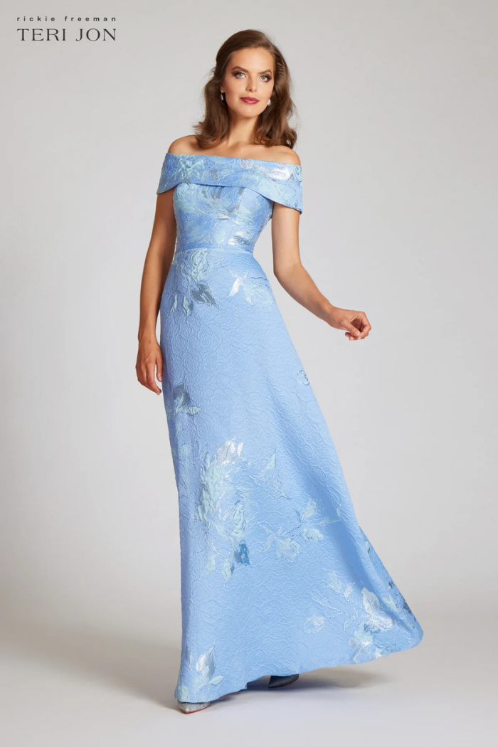 teri jon lace illusion dress Teri Jon Embroidered Lace Illusion Evening Gown Size 0