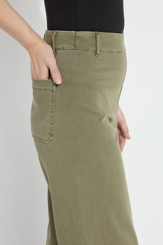 Lyssé Erin Hi Waist Wide Leg Denim Smoked Green