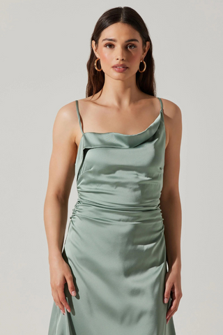 Astr The Label | Mirie Cowl Neck Midi Dress in Slate Blue