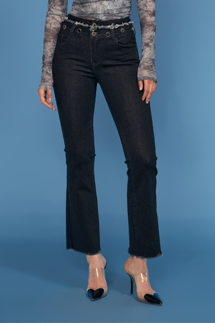 oo la la Double Waist Band Denim Jean M9808