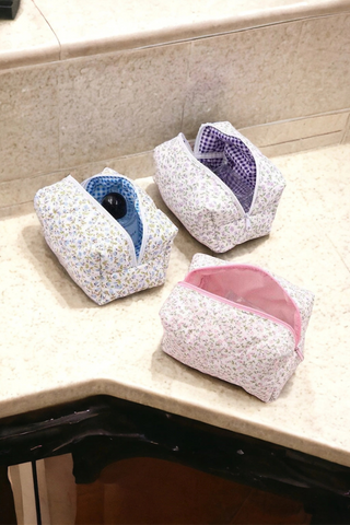Sweet Floral Cosmetic Bag Beauty Stash Lilac Pink