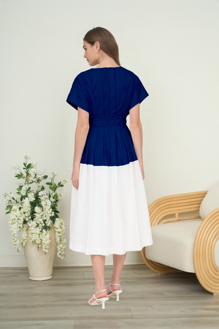 Zoe and Claire Navy and White Color Block Dress SP1205