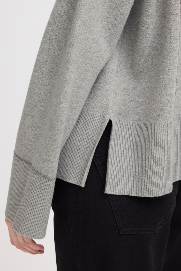 ICHI IHBallia Zip Front Sweater 20124239 Grey