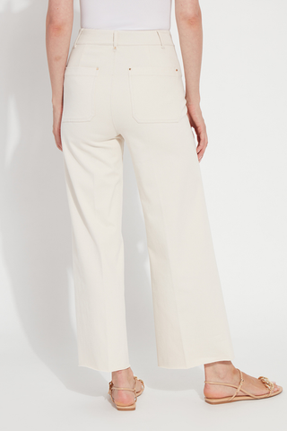 Erin Wide Leg Denim 10-3209-M9-OAT Person wearing white pants on a plain background