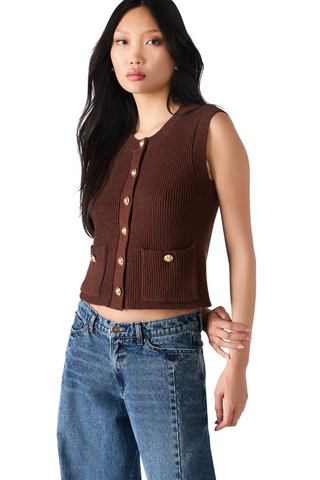 Steve Madden Aliya Sweater Vest - Chocolate BP306955