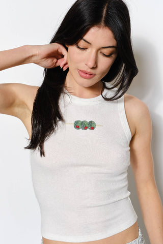 Ozzy Olive Bead Embroidery Tank PST1704-OFW Pretty Garbage