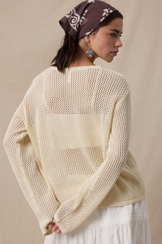 Wishlist Fish Trio Open Knit Sweater WL25-11986 Natural/Navy