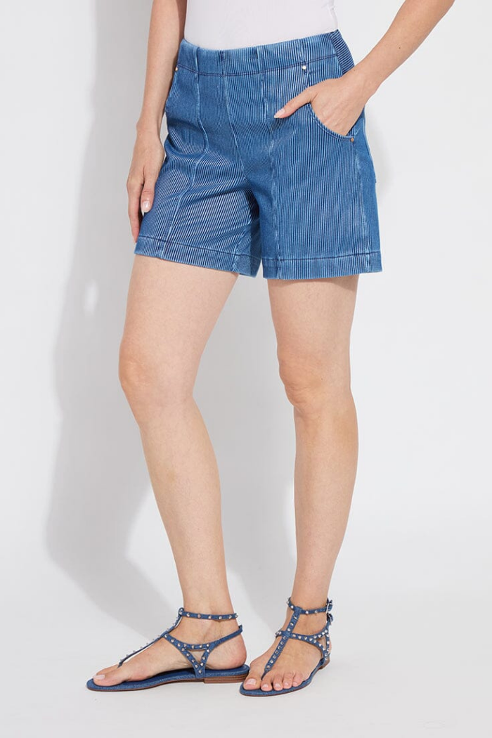 Lyssé Amira Denim Short - Mid Wash Sheen