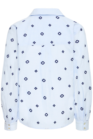 White shirt with black geometric pattern on a white background b. young BYFabienne Long Sleeve Shirt