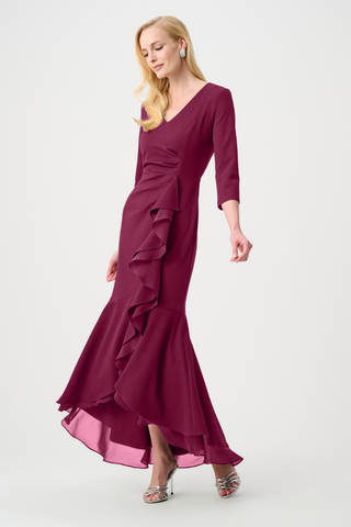 Scuba Crepe and Chiffon Ruffled Trumpet Gown 263741